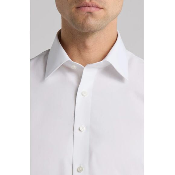 New NORDSTROM Men's White Non-Iron Trim Fit Cotton Dress Shirt Size 16 32/33 - Picture 7 of 7